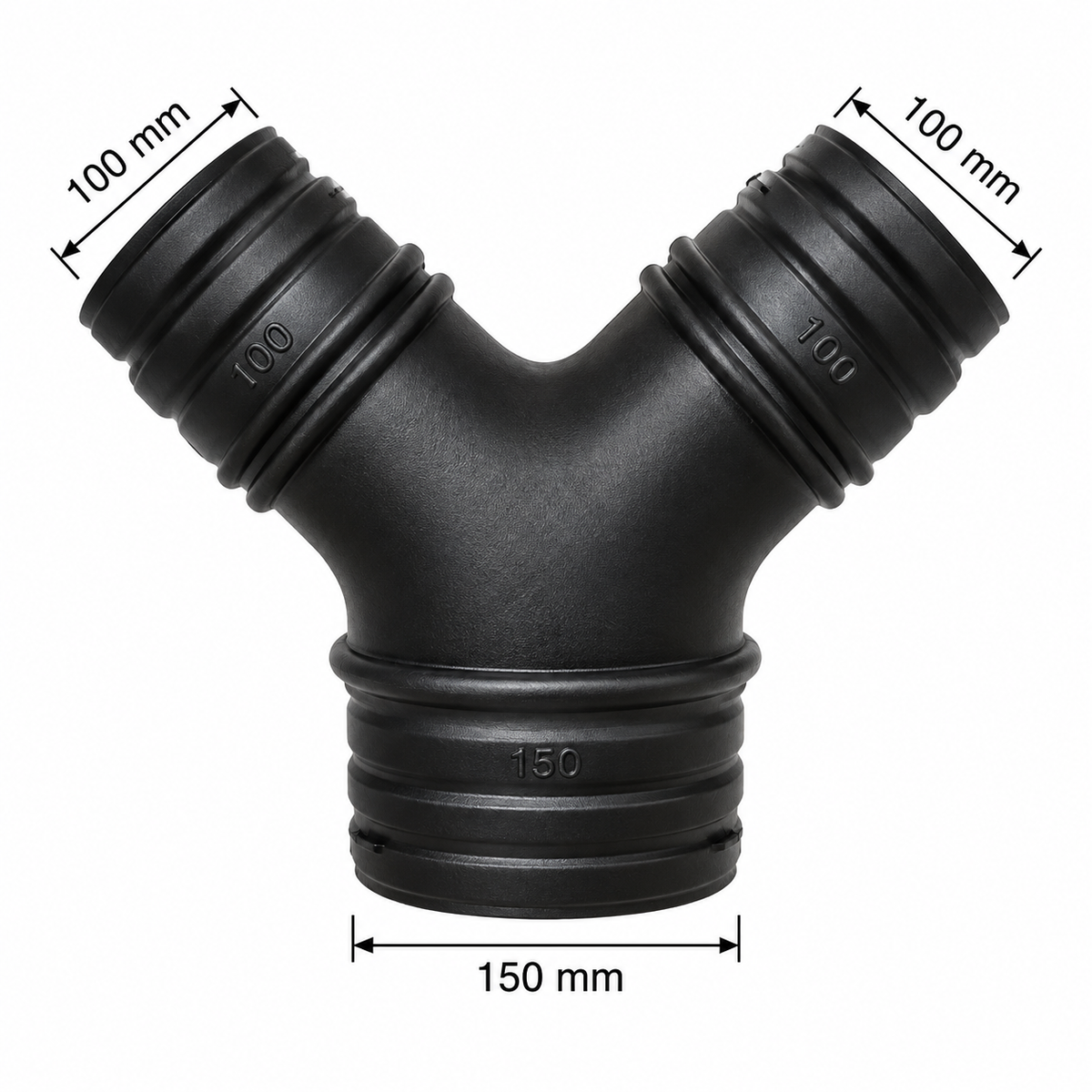 Reducer Y Fitting 150mm x 100mm x 100mm – Ventilation Duct Connector